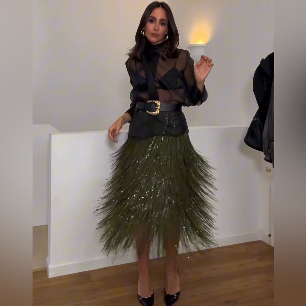 Zara LIMITED EDITION FRINGED SEQUIN ZW COLLECTION SKIRT - Picture 5 of 14